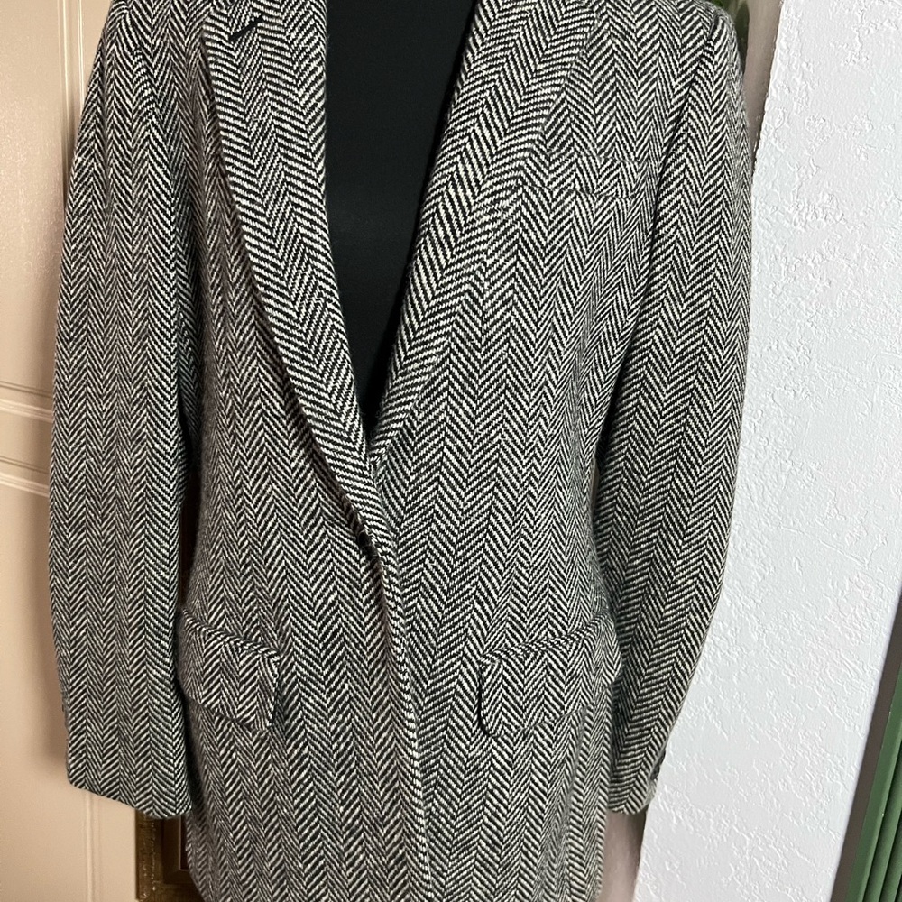 Lauren Ralph Lauren Black & White Herringbone Blazer